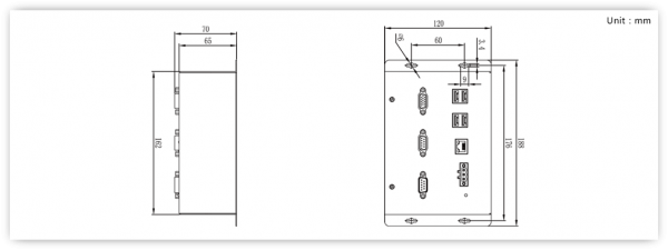 plan d'intégration et dimensions du contrôleur CNC NC60 Weihong