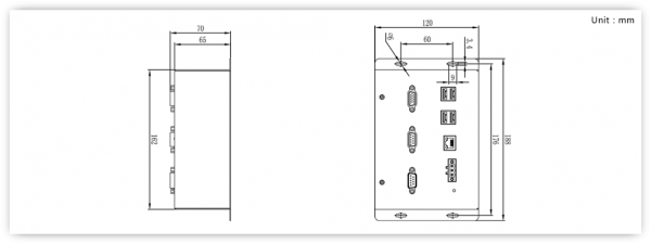 plan d'intégration et dimensions du contrôleur CNC NC60 Weihong